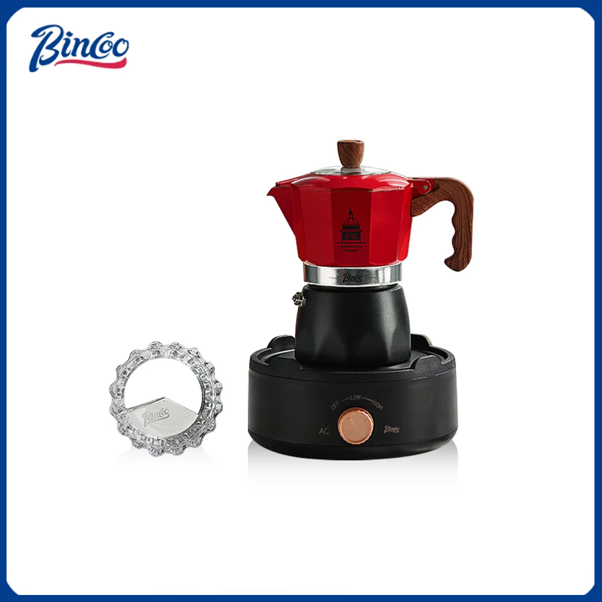 Coffee Equipment Accessories - เครื่องชงกาแฟมอคค่าพ็อตแบบวาล์วคู่ Bincoo เครื่องชงกาแฟเอสเพรสโซแบบใช้ไฟฟ้า สำหรับเตาไฟฟ้า ชงกาแฟสไตล์อิตาเลียน ใช้ได้ทั้งในบ้านและนอกบ้าน