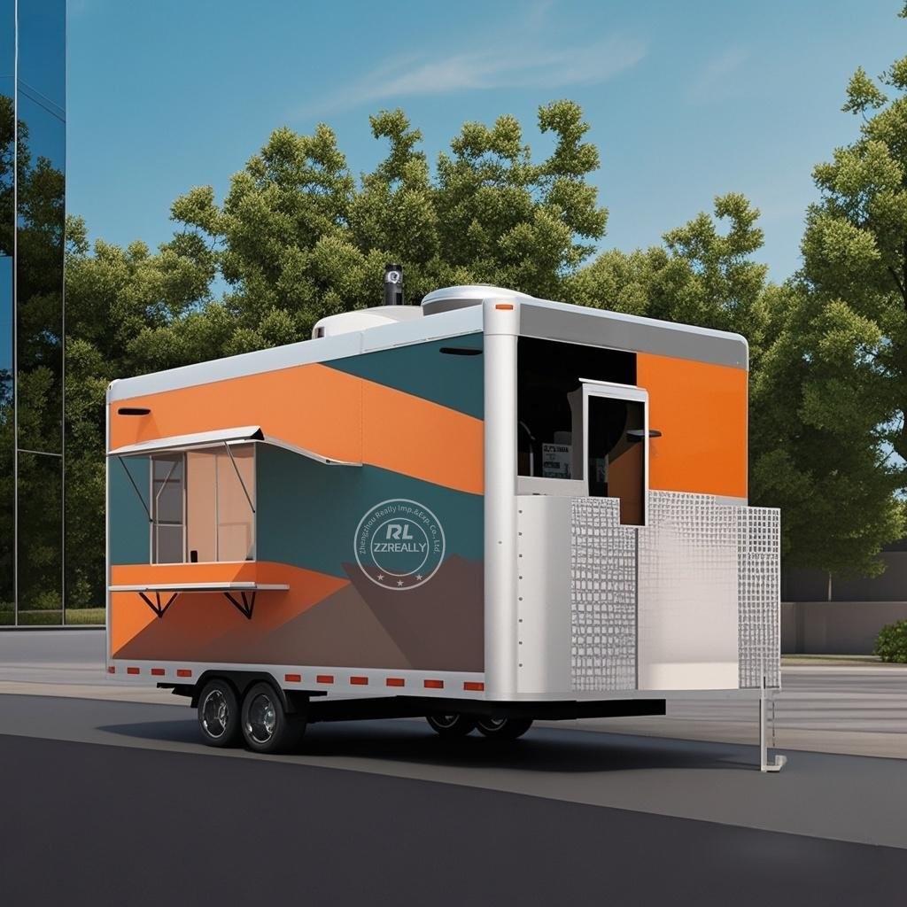 Mobile Coffee Van Equipment - สแน็คฟาสต์ฟู้ดรถบรรทุกครัวมือถือ Coffee Van อุปกรณ์ครบครันสุนัขร้อนรถเข็นไอศกรีมสัมปทานรถพ่วงอาหาร