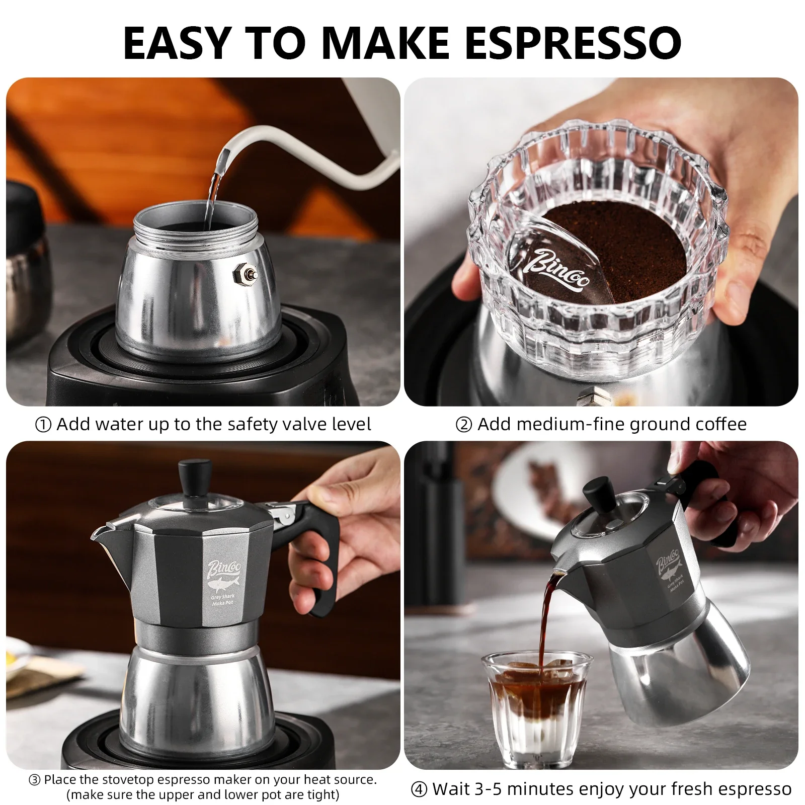 หม้อกาแฟโมก้าพอต Bincoo 2 ถ้วย - Coffee Equipment Wholesale บทวิจารณ์และราคา